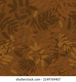 Seamless autumn background with brown leaves. Seamless background for fabrics, textiles, packaging and wallpaper. Vector illustration