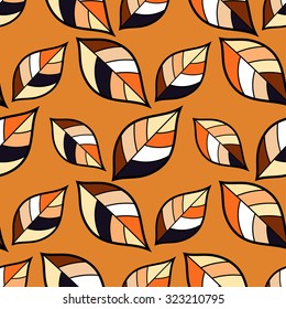 Seamless autumn background with decorative leaves