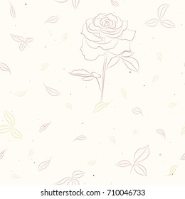 seamless autumn background with leaves and rose