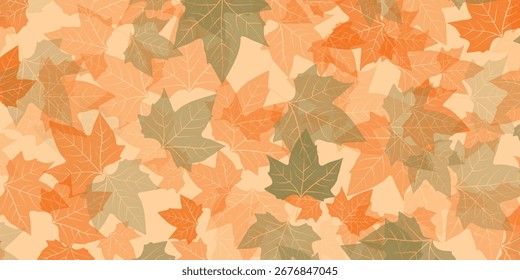 Fondo de otoño sin fisuras con hojas de arce en tonos cálidos naranja y marrón. Perfecto para el diseño de temporada, embalaje, invitación y decoración.