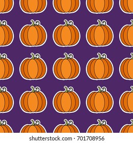 Seamless autumn background with pumpkin orange, beige, brown and yellow. Ideal for Wallpaper, fabric, gift paper, pattern fills, background of web pages, autumn greeting cards.