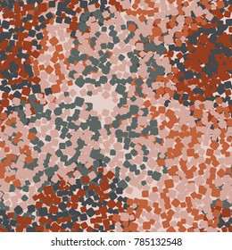 Seamless autumn camouflage consisting of rounded squares. Applicable in design, tourist and beachwear, 3d modeling, design of sites and computer games.