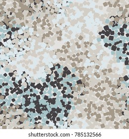 Seamless autumn camouflage consisting of rounded squares. Applicable in design, tourist and beachwear, 3d modeling, design of sites and computer games.