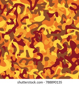 Seamless autumn camouflage of pixel pattern for army, hunting and other use. Vector illustration.