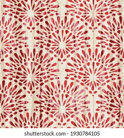 Seamless autumn and christmas palm branches. red stylish texture of repeating geometric shapes. patched christmas Floral background.