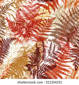 Seamless autumn color realistic leaf pattern. Vector illustration