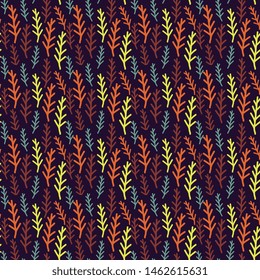 Seamless autumn colored plants pattern