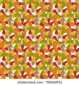 Seamless autumn colorful pattern. Abstract floral wallpaper. Vector background illustration
