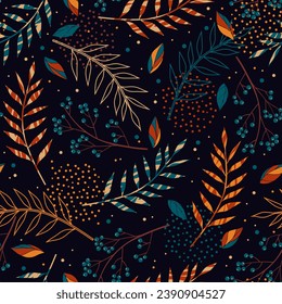 Seamless autumn doodle pattern with vintage leaves sketch. For wrapping paper. Ideal for wallpaper, surface textures, textiles.
