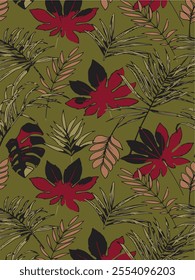 Seamless Autumn Fall Leaves Background Pattern