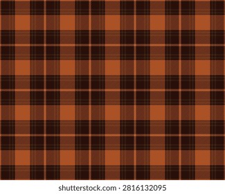 Seamless autumn fall plaid pattern in dark espresso brown and burnt orange tartan plaid pattern for menswear flannel and holiday packaging