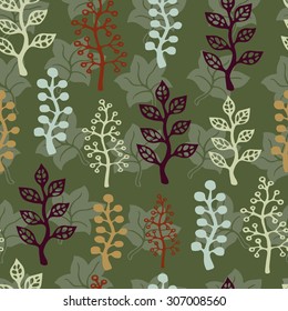 Seamless autumn floral background. Vector illustration.