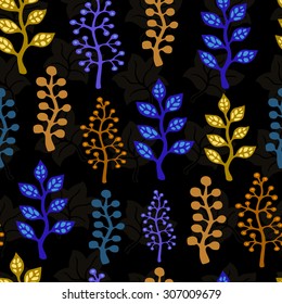 Seamless autumn floral background. Vector illustration.