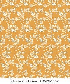 seamless autumn floral doodle bright yellow background. design pattern illustration, Swirly seamless floral pattern design, Seamless vector textile fabric pattern design.