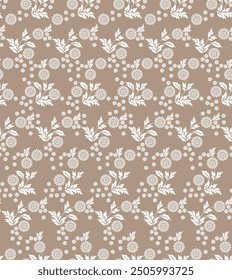 seamless autumn floral doodle brown background. design pattern illustration, Swirly seamless floral pattern design, Seamless vector textile fabric pattern design.