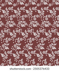 seamless autumn floral doodle maroon background. design pattern illustration, Swirly seamless floral pattern design, Seamless vector textile fabric pattern design.