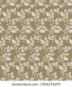 seamless autumn floral doodle yellow background. design pattern illustration, Swirly seamless floral pattern design, Seamless vector textile fabric pattern design.