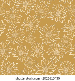 Nahtlose Herbstblumenmuster. Kamille. gelbe und halb weiße Grafik. Verschmutzen Sie Blumen. Möbel für Deko-Stoffe, Papier, Tapeten usw.