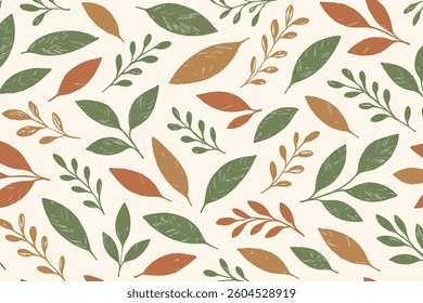 Seamless Autumn Foliage Pattern in Earth Tones
