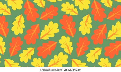Seamless autumn foliage pattern in warm colors. Great for fabric, stationery, web backgrounds, and seasonal invitations.