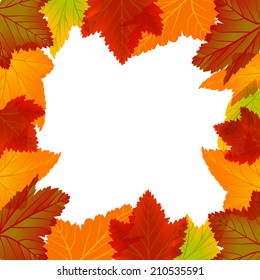 Seamless autumn frame with red, yellow and brown leaves