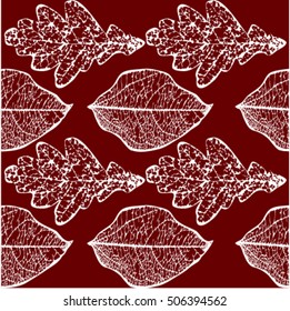 seamless autumn leaf background, skeletons leaves
