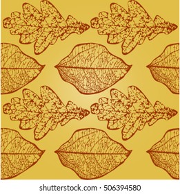 seamless autumn leaf background, skeletons leaves