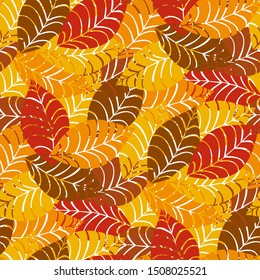 seamless autumn leaf pattern and background vector illustration