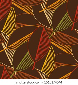 seamless autumn leaf pattern and background vector illustration