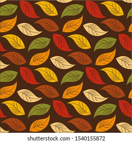 seamless autumn leaf pattern and background vector illustration