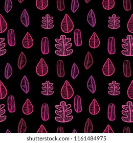seamless autumn leaf pattern with pinky colors