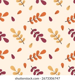 Seamless autumn leaf pattern, vector background for fabric and packaging