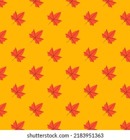Seamless autumn leave pattern with orange and yellow color.