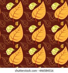 Seamless autumn leaves background. Abstract ornament. Pattern can be used for textile design, packaging, invitation.