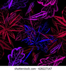  seamless autumn leaves background. Vector