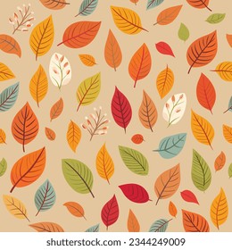patrón de colores de hojas de otoño sin costura