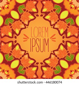 Seamless autumn leaves mandala vector background