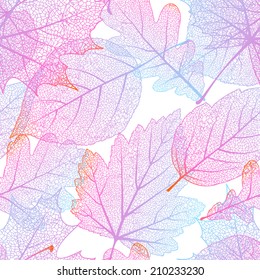 Seamless with autumn leaves on white background. EPS 10 vector file included