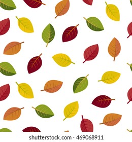 Seamless autumn leaves on a white background. vector illustration