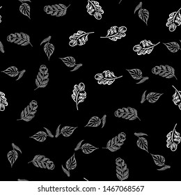 Seamless autumn leaves outline in vintage style. Seamless autumn leaves outline in a hand-drawn style. Simple vector illustration. Hand drawn sketch vector illustration