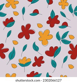 Seamless autumn leaves pattern. Pattern in flat style. Leaves in autumn colors. Background for your cards, illustrations, wallpaper, gift paper.