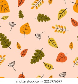 seamless autumn leaves pattern. Idea for fabric, tablecloth pattern, wrapping paper, gift paper, textile,   wallpaper, apparel