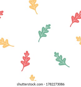 Seamless autumn leaves pattern on white.