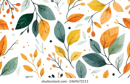  seamless autumn leaves pattern vector