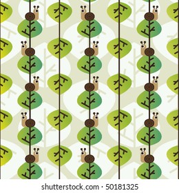 Seamless autumn leaves and snails pattern in vector
