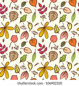 Seamless autumn leaves texture pattern. Vector background