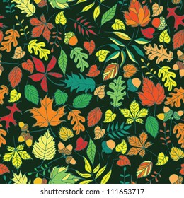 Seamless autumn leaves vector background