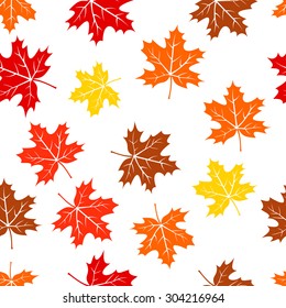 Seamless autumn maple leaves pattern background