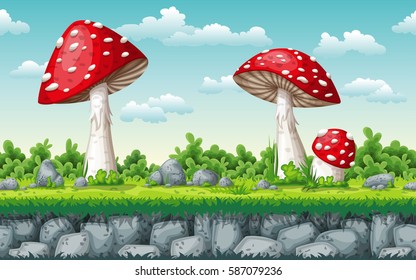 Seamless autumn nature background. Vector illustration with separate layers.