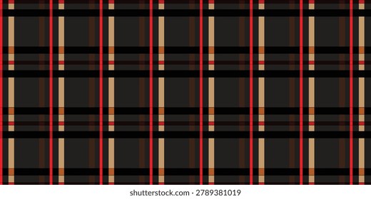 Seamless autumn pattern with abstract shapes in orange, coklat and beige colors on black backdrop.